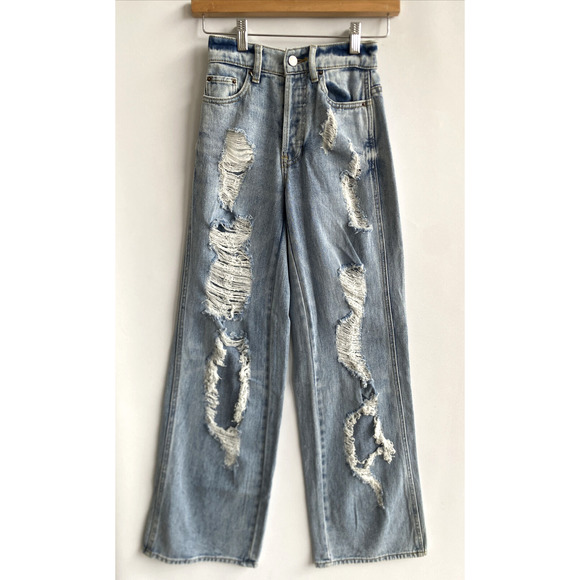 PACSUN Two Pairs of Ripped Baggy Jeans Stretch Button Fly Blue Size 22 NWOT - Picture 5 of 8
